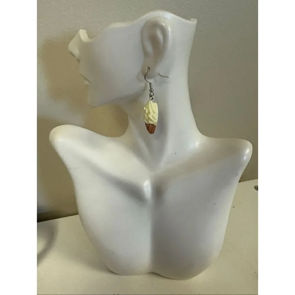 Soft serve ice cream cone statement earrings